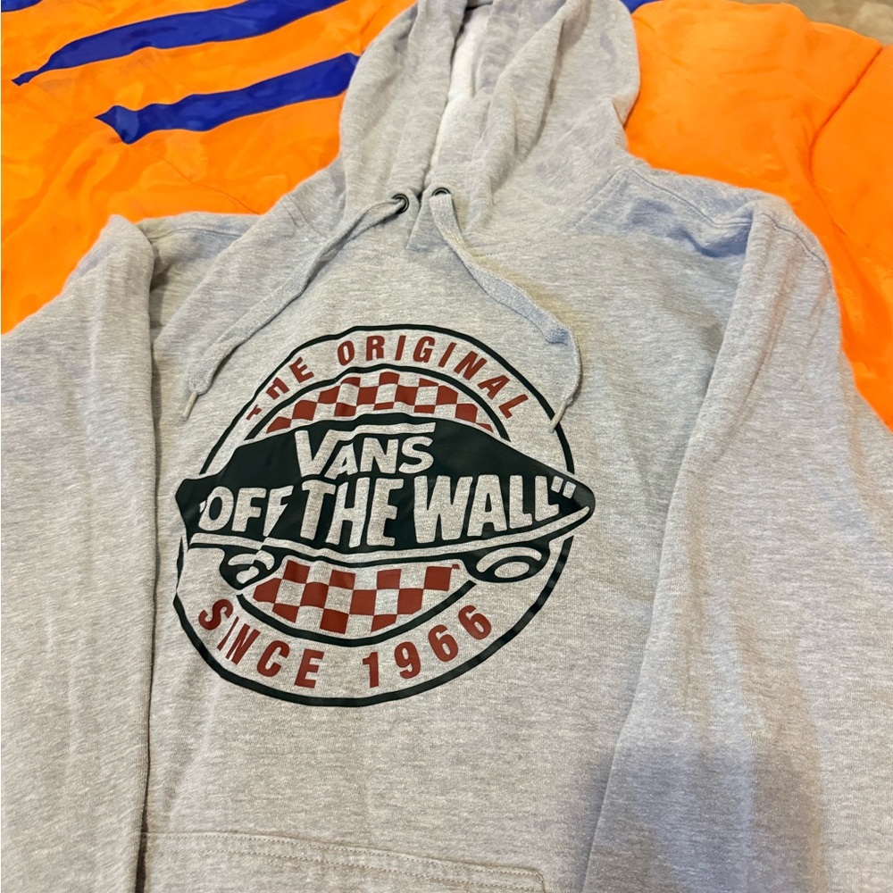 Vans Grey Pullover Hoodie with Black Logo Tag